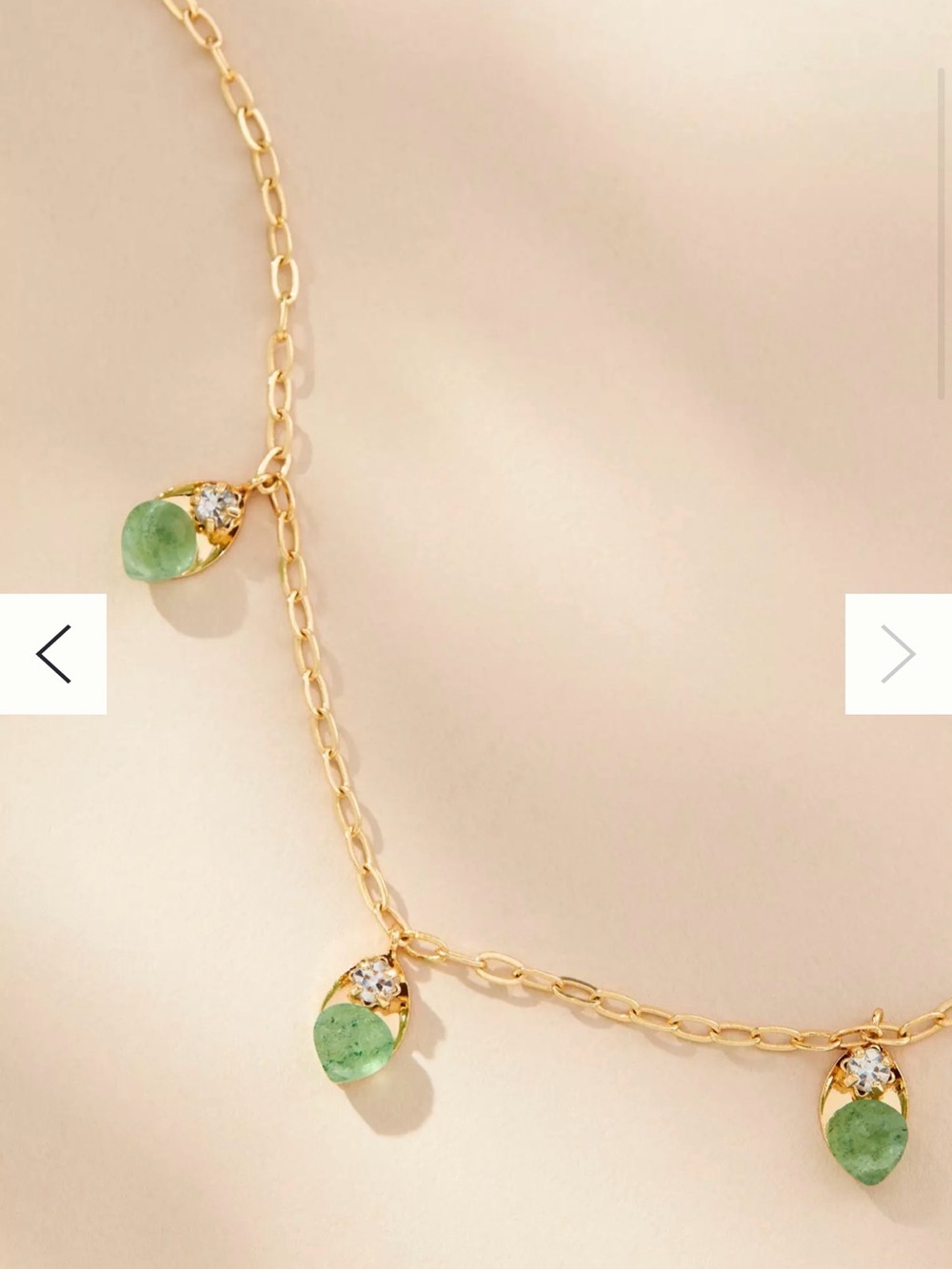 Offer! NWT Anthropologie Sunset stone necklace by Serefina gold faux jade green - Picture 2 of 7